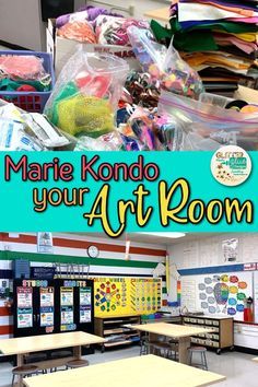 Is your art room a hot mess? Cabinets filled with clutter? Try tidying up the Marie Kondo way. Read my 5 Tips for Tidying Up For Teachers & get your space in gear! Art Room Organization, Middle School Classroom Organization, High School Art Room, Art Classroom Organization, Elementary Art Classroom, Art Room Posters, Art Classroom Management, Classe D'art, Art Teacher Resources