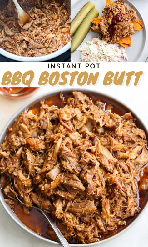 Make absolutely perfect, fall-apart tender BBQ Boston Butt in your Instant Pot! Pulled pork has never been more delicious (or faster!) when you cook it using this method. Boston Button Recipes Instant Pot, Instant Pot Bbq Pulled Pork, Instant Pot Pulled Pork, Instant Pot Dinner, Pork Roast Recipes, Instant Pot Pork, Bbq Pulled Pork, Instant Pot Dinner Recipes, Instapot Recipes