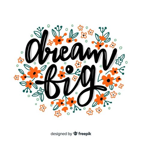 Positive lettering with orange flowers | Free Vector #Freepik #freevector Printable Wall Art Quotes, Decorative Wall Hanging, Background Floral, Message Quotes, Cute Shirt Designs, Typography Wall Art, Lettering Tutorial, Lettering Quotes, Typography Tshirt