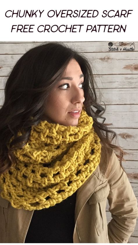 Chunky Oversized Open Stitch Infinity Scarf - Free Crochet Pattern Chunky Infinity Scarf Crochet Pattern, Chunky Infinity Scarf Crochet, Auntie Anne, Chunky Crochet Scarf, Crochet Infinity Scarf Pattern, Foundation Half Double Crochet, Friends Crochet, Crochet Cowls, Crochet Bloggers