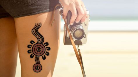 All that's round Aboriginal Tattoo Woman, Aboriginal Tattoo Designs, Australia Tattoo Ideas, Aboriginal Tattoo, Tattoo Nightmares, Moving On Tattoos, Meaningful Tattoo Ideas, Australia Tattoo, Aboriginal Symbols