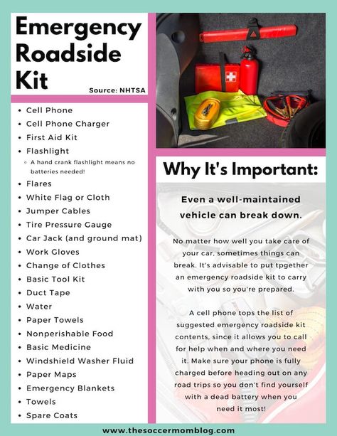 Emergency Roadside Kit, Survival Car Kit, Car Emergency Kit For Moms, Emergency Car Kit List, Car Emergency Kit List, Mini Emergency Kit, Emergency Medical Kit, Roadside Emergency Kit, Survival Skills Emergency Preparedness