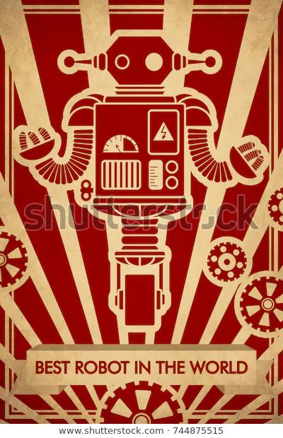 Poster Retro Robot Excellent Illustration Printing | Royalty-Free Stock Image Vintage Robot Art, Robot Poster, Vector Robot, Vintage Robots, Robot Illustration, Retro Robot, Robot Art, Fantasy Concept Art, Poster Retro