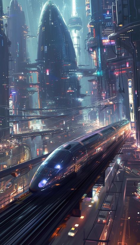 Cyberpunk Train, Futuristic Train, Fallen Saga, Magali Villeneuve, Vision Collage, Air Car, Future Transportation, Train System, Future Vision