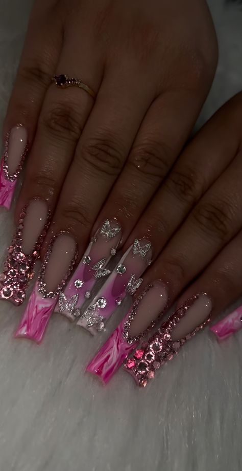 Chanel Acrylic Nails, Barbie Nails Design Ideas, Barbie Nails Acrylic, Gyaru Nails, Latest Nail Designs, Wow Nails, Pink Ombre Nails, Long Acrylic Nail Designs, Long Nail Designs