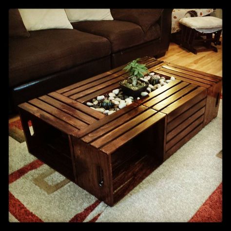 Round wooden coffee table