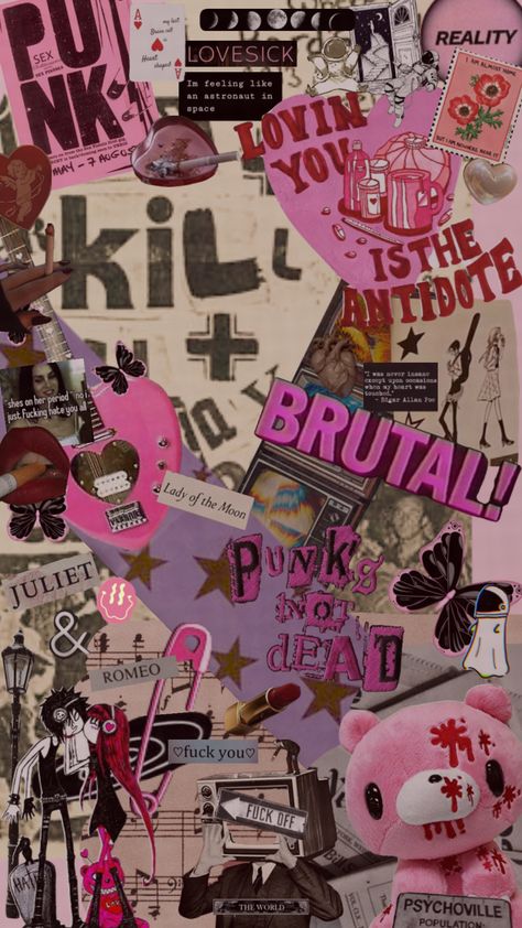 Punk Phone Backgrounds, Punk Rock Posters Art, Pop Punk Bands Wallpaper, Pink Punk Wallpapers, Punk Pink Wallpaper, Pink Rock Wallpaper, Punk Love Aesthetic, Pink Alt Wallpapers, Pink Punk Aesthetic Wallpaper