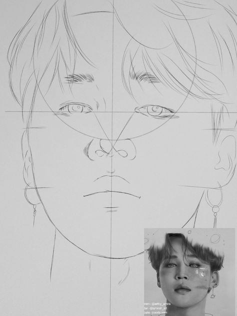 How to draw Jimin easy tutorial Jimin Sketch, Bts Painting, Draw Bts, Drawing Tutorial Face, 얼굴 그리기, Jimin Fanart, Kpop Drawings, Easy Drawings Sketches, Portrait Sketches