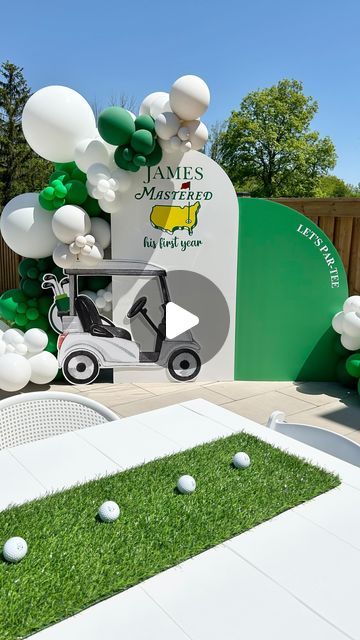 The Little Details 🇨🇦 on Instagram: "what a par-tee ! ⛳️🏌️  @bouncearound_  @the.littledetails   #golftheme #golfparty #golffirstbirthday #golfbirthday #themasters" Diy Golf Birthday Decorations, Putt Putt Birthday Party, Par Tee Theme, Hole In One Decorations, Master's Golf Party, Par Tee Birthday Party, Masters Golf Birthday Party, Golf Themed 1st Birthday Cake, 50th Birthday Golf Theme