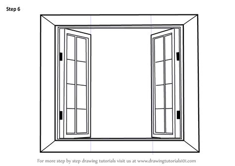 Window Drawing Ideas, Window Sketch, Conceptual Model Architecture, Drawing Furniture, Back Drawing, Window Illustration, Window Drawing, Doodle Frames, Window Furniture