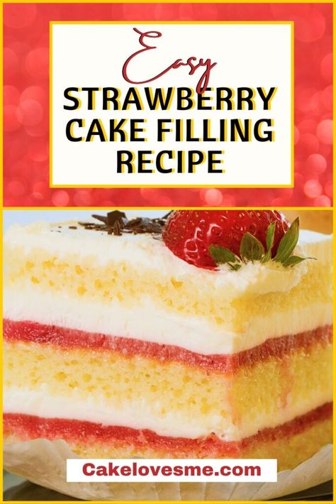 How can you add extra pizzaz to your cakes? This easy strawberry cake filling recipe will impress all your friends and have them asking for more! Strawberry Cake Filling Recipes, Easy Strawberry Cake, Strawberry Cake Filling, Strawberry Cake Easy, Cake Filling Recipes, Cake Filling, Watermelon Cake, Strawberry Buttercream, Whipped Cream Frosting