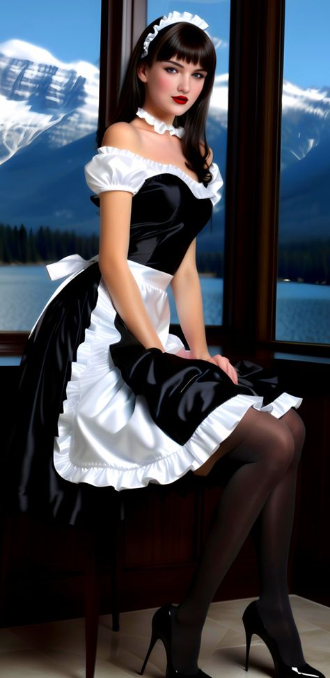 Maid Dress Uniform, Maid Fancy Dress, French Maid Dress, Oktoberfest Woman, Shiny Dress, Maid Uniform, Shiny Dresses, French Maid, Maid Service