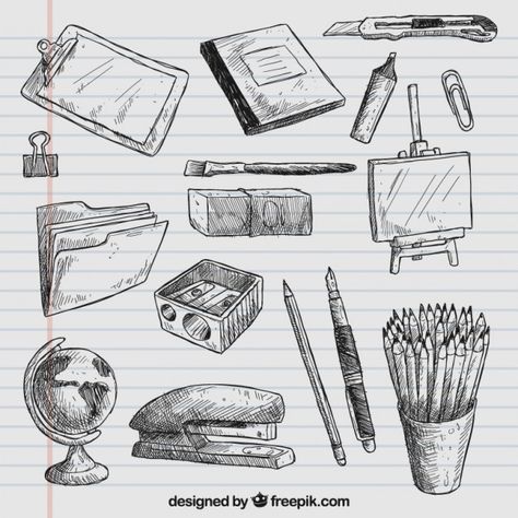 Hand drawn school elements Free Vector School Elements, Doddle Art, Shading Drawing, Perspective Drawing Architecture, Interior Architecture Drawing, Drawing Journal, Architecture Design Drawing, Object Drawing, Baby Drawing