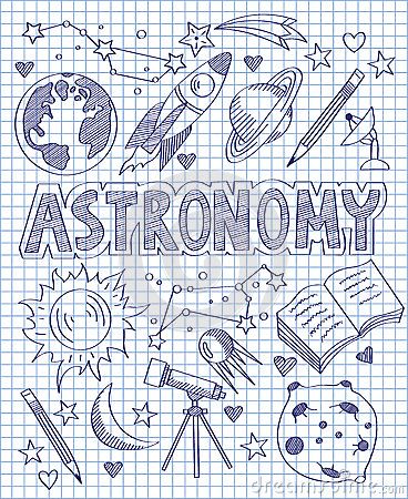 Carátula de Astronomía Astronomy Drawing, Drawing Space, Figurative Kunst, Astronomy Lover, Doodle Icon, Sketch Notes, Binder Covers, Journal Doodles, Space And Astronomy