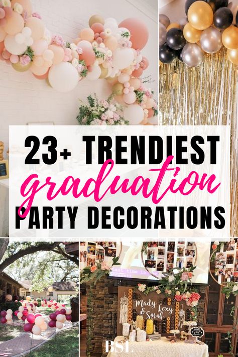 Graduation Party Decorations Ideas, Party Photo Booth Ideas, College Grad Party Decor, Graduation Party Decor Ideas, Graduation Party Colors, Chic Graduation Party, Diy Graduation Decorations Party, Boho Graduation, College Graduation Party Decorations