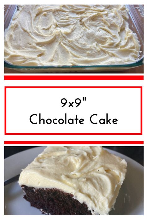 Moist chocolate cake in a 9x9 pan with white chocolate frosting. 9x9 Chocolate Cake Recipe, 9 Inch Cake Recipe, Small Chocolate Cake, Cake Sheet, King Arthur Flour Recipes, Chocolate Sheet Cake, French Recipes, Dessert Easy, Almond Flour Recipes