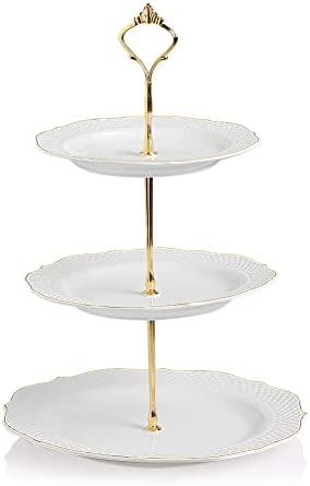 SWEEJAR 3 Tier Ceramic Cake Stand Wedding, Dessert Cupcake Stand for Tea Party Serving Platter (White New ) : Amazon.ca: Home Wedding Dessert Cupcakes, Easter Decoration Ideas, Ceramic Cake Stand, Platter Food, Coffee Birthday, Food Display Stands, 3 Tier Cupcake Stand, Porcelain Cake Stand, Cake Stand Wedding