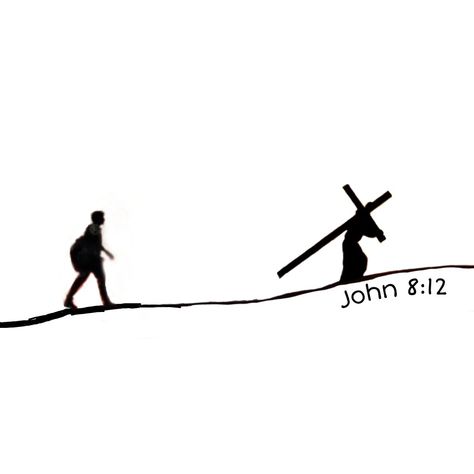 Silhouette of following Christ based off of the verse John 8:12 John 8:12 Tattoo, Jesus Carrying Cross Tattoo, Teaching Tattoos, Christian Tattoos Men, Jesus On Cross Tattoo, Tattoo Jesus, Soccer Tattoos, Forearm Tattoo Quotes, Biblical Tattoos