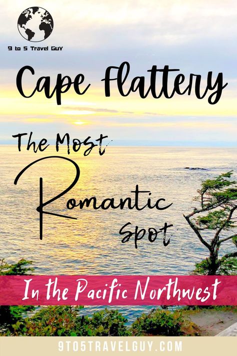 Find the most romantic spot in the Pacific Northwest, Cape Flattery. This area is the northwesternmost point in the contiguous USA, located in Washington State. If you are planning a road trip through Olympic National Park or up and down the Washington coast, I highly recommend checking out the Cape Flattery Trail. Cape Flattery has the most beautiful sunset -- you'll be one of the last people in America to view the sunset! Check out my blog post to learn more about it! Cape Flattery Washington, Cape Flattery, Rialto Beach, Washington Coast, Washington Hikes, North Cascades National Park, West Coast Road Trip, North Cascades, Road Trip Planning