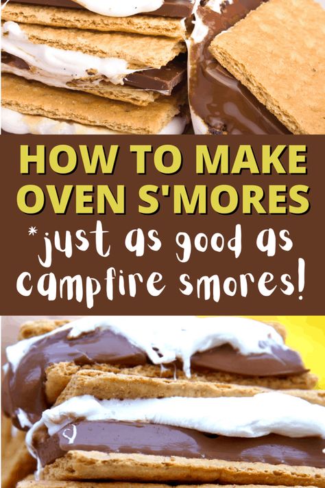 How to make smores in the oven: this easy baked smores dessert in oven is just as good as a traditional campfire smores recipe! Makes great easy winter dessert or recipe to bake with kids! [Check out the other great easy recipes to make with kids on this site!] #smoresrecipes #fallrecipe #winterrecipe #easydessert #partyfood Sheet Pan Smores, Smores In The Oven, Easy Winter Dessert, Recipes To Make With Kids, Oven Smores, Smores Recipe, Make Smores, Smores Bar Recipe, Winter Desserts Easy