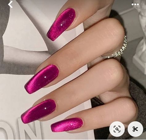 Pink Chrome Nails, Velvet Nails, Chrome Nails Designs, Cat Eye Gel Polish, Hot Pink Nails, Gel Set, Colorful Nails, Her Nails, Nail Polish Set