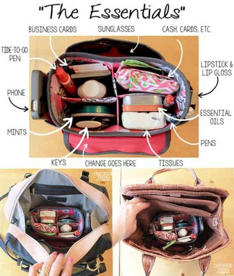 purse organization - small organizer for the essentials in every woman's bag Bag Necessities, Trolls Characters, Visual Asmr, Phone Essentials, Bag Contents, Emergency Essentials, Wallet Organizer, Mobile Office, Purse Essentials