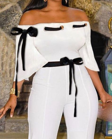 f4a4da9aa7eadfd23c7bdb7cf57b3112desc51599928ri 2piece Outfits, Off Shoulder Jumpsuit, Closet Update, Woman Dresses, Jumpsuit Online, Classy Dress Outfits, Jumpsuit With Sleeves, Jumpsuit Fashion, Trend Fashion