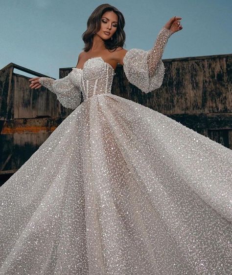 Instagram post by Dresses Exclusive • Jan 30, 2022 at 4:14pm UTC Country Boho Wedding Dress, Country Boho Wedding, Wedding Dress Luxury, Glitter Wedding Dress, Princess Bridal Gown, Desi Wedding Dresses, Sparkly Wedding Dress, Princess Bridal, Classy Wedding Dress