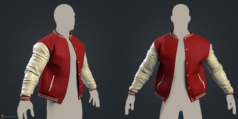 Diego Alvaro Ferver - 3D Character Artist - Robbie Sinclair's Letterman Jacket Letterman Jacket Character Art, Dnd Fashion, College Jacket, 90s Tv Show, Character Artist, College Jackets, 90s Tv, Marvelous Designer, Letterman Jacket