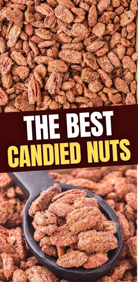 Candied Nuts Candied Pecans Easy, Roasted Pecans Recipe, Candied Nuts Recipe, Random Desserts, Pecan Recipe, Candied Pecans Recipe, Glazed Pecans, Baked Caramel, Christmas Candies