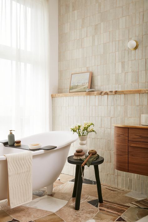 Bejmat Tiles Bathroom, The Block 2024, Studio Ashby Bathroom, The Local Project Bathroom, 2025 Shower Tile Trends, Luxe Bathroom, Backsplash Bathroom, Bathtub Design, The Local Project