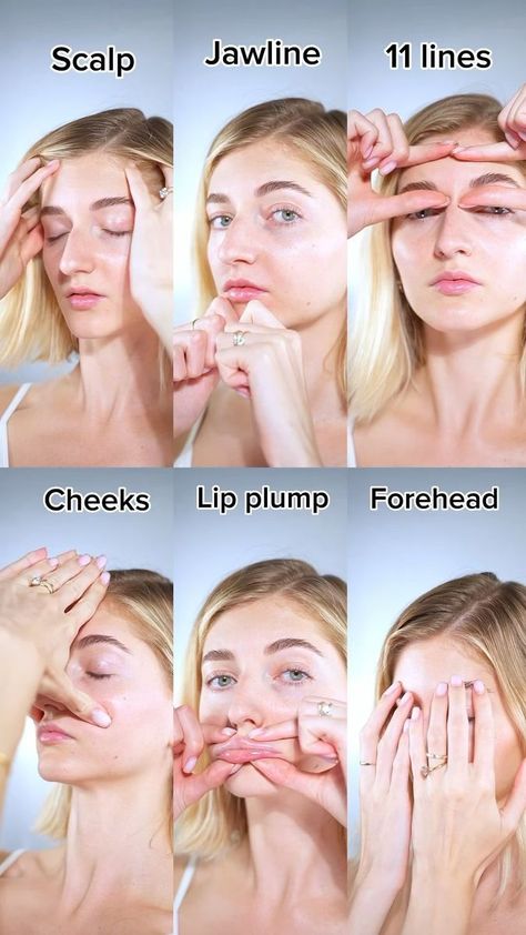 Face Workout, Obličejové Masky, Massage Routine, Face Massage Techniques, Tighten Facial Skin, Facial Routine Skincare, Motivasi Diet, Body Massage Techniques, Facial Massage Routine