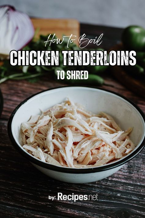 Ready to make the best shredded chicken ever? Learn how to boil chicken tenderloins with this easy method! Ideal for tacos, salads, and more, boiled chicken tenderloins are juicy, tender, and shred perfectly. This quick guide will show you how to get it right every time. Impress your family and friends with delicious shredded chicken that’s ready for any recipe. Simple, fast, and oh-so-tasty, you’ll love how easy it is to make! Head to Recipes.net for more dinner ideas. Shredded Chicken Tenderloins, How To Boil Chicken, Chicken Tenderloins In Oven, Chicken Tenderloin Recipes Easy, Chicken Dinner Ideas Easy, Boil Frozen Chicken, Best Shredded Chicken, Boil Chicken To Shred, Boiling Chicken