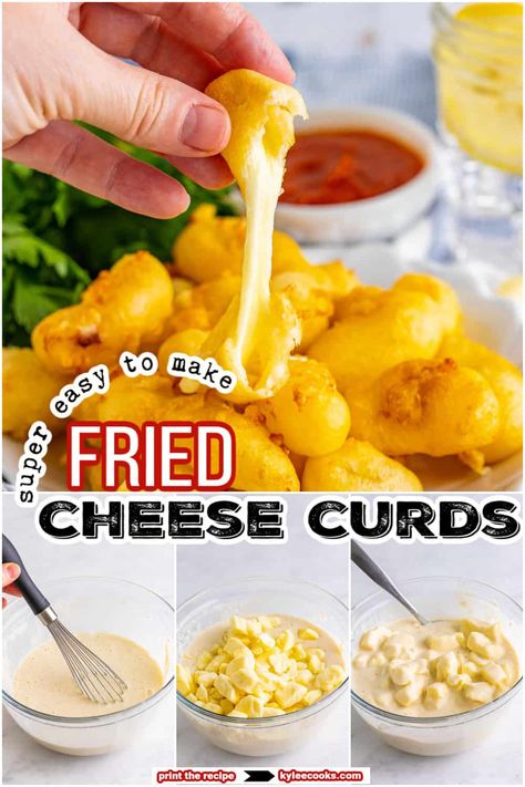 Fried Cheese Curds are so easy to make at home! This delicious recipe uses fresh cheese curds dunked in buttermilk, seasoned up and fried until golden brown. Fried Cheese Curds Recipe, Homemade Cheese Curds, Deep Fried Cheese Curds, Cheese Curds Recipe, Wisconsin Cheese Curds, Baked Coconut Shrimp, Fried Cheese Curds, Fried Cheese, Crispy Cheese