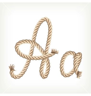 Rope alphabet Letter A on VectorStock Rope Font, Cowboy Theme Party, Rope Projects, Irish Ring Claddagh, Alfabet Letters, Horse Party, Letter Vector, Script Lettering, Sterling Silver Engagement Rings