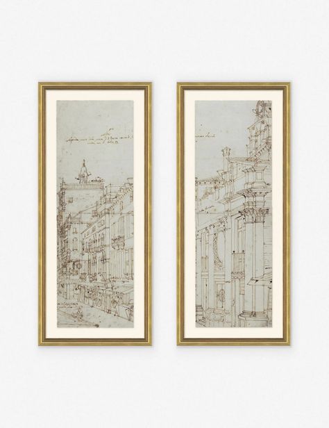 Canaletto Drawing Prints (Set of 2) Diptych Wall Art, Vintage Architecture, Drawing Prints, Wall Artwork, Decoration Design, Living Room Art, Large Wall Art, Art Room, Wall Art Painting