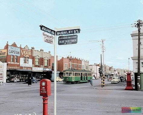 Richmond, Melbourne. Retro Australia, Melbourne Tram, Places In Melbourne, Holden Australia, Melbourne Architecture, Richmond Melbourne, Australian Vintage, Australian History, World Images