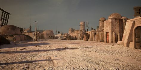 Unreal Engine: Scene Star Wars Mos Eisley Space Port Star Wars Mos Eisley, Star Wars Planets, Mos Eisley, Star Wars Background, Star Wars Diy, 3d Modeling Software, Star Wars Games, Star Wars Rpg, Wargaming Terrain