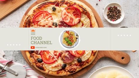 Simple Pizza Food Channel YouTube Banner Youtube Banner Cooking Channel, Youtube Banner Food Channel, Simple Pizza, Youtube Cooking, Cooking Restaurant, Content Inspiration, Youtube Banner Design, Youtube Banner Template, Food Banner