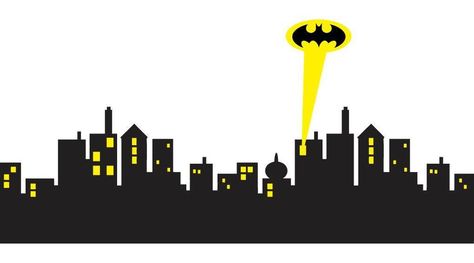 Gotham City Skyline, Batman Decals, Cityscape Mural, Batman Bedroom, Skyline Mural, Batman Wall Art, Batman Room, Batman Wall, Silhouette Decor