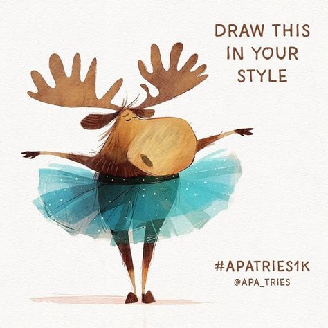 🫎 My version of this cute moose #apatries1k That was fun @apa_tries, thank you 🤗 #dtawthisinyourstyle #dtiys #dtiyschallenge #mooseart #mooseillustration #animalillustration #whimsicalart #cuteart #cozyart #artistsofinstagram #bookillustration #childrenillustration #childrensbook #childrensbookart #childrensbookpublishers #illustration_art_central #kidillustration #kidlitart #procreateart #procreateillustration #characterdesign #characterart #characterillustration #mascotillustration #mascot Moose Drawing, Moose Illustration, Cute Moose, Dtiys Challenge, Being An Artist, Learn Watercolor Painting, Art Style Challenge, Illustration Art Kids, Childrens Books Illustrations