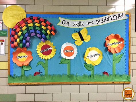 Schoolhouse Talk!: Spring Bulletin Board Spring Bulletin Boards Preschool, Speech Bulletin Boards, Ideas Decoracion Salon, Rainbow Bulletin Boards, March Bulletin Board, October Bulletin Boards, November Bulletin Boards, Work Bulletin Boards, Summer Bulletin Boards