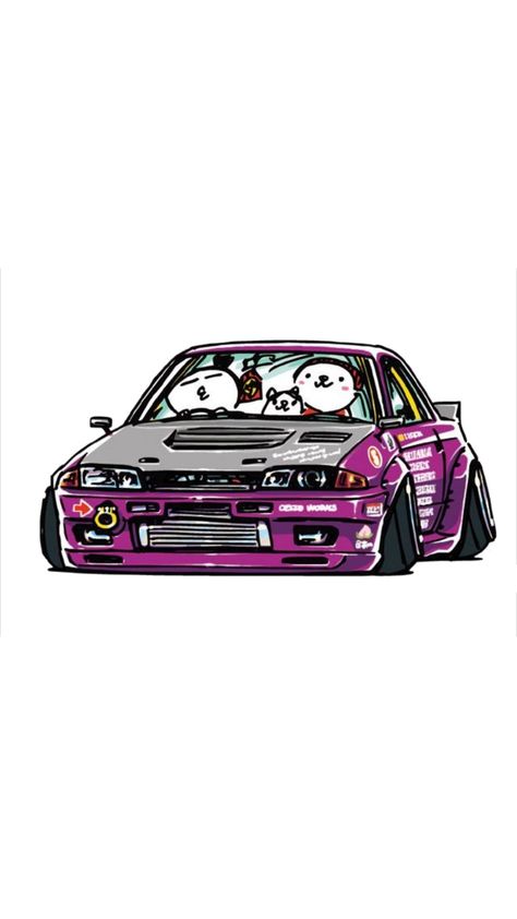 Wallpapers Iphone Cartoon, Drift Cars Wallpapers, Car Cartoon Drawing, Jdm Drawing, Jdm Cars Wallpapers, Jdm Drifting, Cars Drifting, Cars Cartoon, Iphone Cartoon