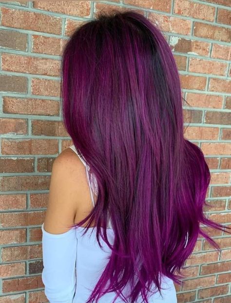 Natural Vivid Hair Color, Fuschia Hair Magenta, Violet Pink Hair, Hair Colour For Dark Hair, Burgundy Purple Hair, Raspberry Hair Color, Purple Red Hair, Purple Red Hair Color, Fuschia Hair