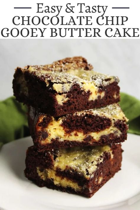 Chocolate Chip Cake Decoration, Chocolate Chip Cookie Cake Birthday, Gooey Butter Cake Chocolate, Chocolate Chip Cake Recipe Easy, Easy Chocolate Chip Cake, Butter Cake Bars, Chocolate Chip Cake Recipe, Desserts With Chocolate Chips, Peanut Butter Mug Cakes