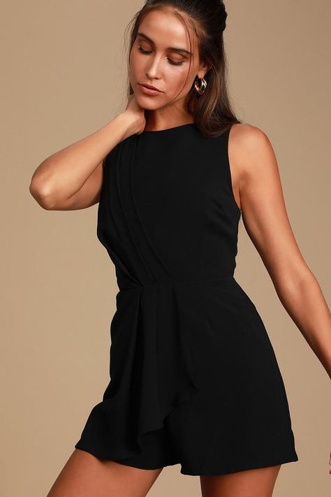 #EnvyWe #Lulus - #Lulus My Dear Black Pleated Sleeveless Romper - Lulus - EnvyWe.com Black Rompers Dressy, Black Romper Outfit Dressy, Jumpsuit Shorts Outfit, Romper Outfit Dressy, Romper With Sneakers, Black Romper Outfit, Shorts Romper Outfit, Formal Romper, Orlando Trip