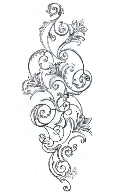 Scroll Tattoo idea Filigree Tattoos For Women, Scroll Design Tattoo, Swirly Tattoos For Women, Scroll Work Tattoo, Scroll Tattoos For Women, Filigree Tattoo Women, Scroll Work Patterns, Baroque Tattoo Design, Swirly Tattoo Designs