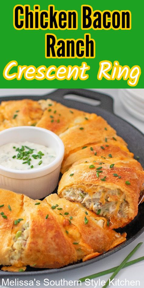 Chicken Bacon Ranch Crescent, Crescent Roll Recipes Dinner, Chicken Crescent Rolls, Dinner Noodles, Seven Layer Salad, Crescent Recipes, Beef Ground, Crescent Ring, Bacon Appetizers