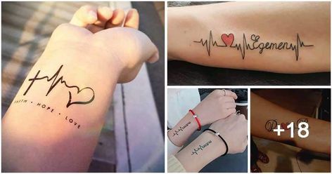 Among all kinds of trendy designs, heartbeat tattoos have always been the most popular choice for many artistic souls. Thanks to their… Heart Beat Tattoo With Initials, Name And Heartbeat Tattoo, Heart Pulse Tattoo With Name, Heartbeat With Name Tattoo, Heartbeat Tattoo With Name Kids, Heartbeat Tattoo With Name, Sons Name Tattoos, Heartbeat Tattoo Design, Memorial Tattoos Mom