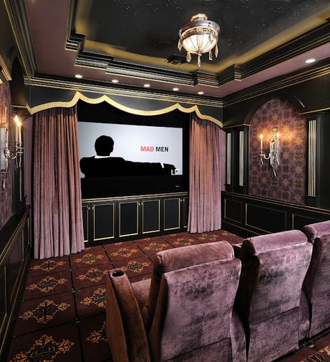 Jane Page Design Group Movie Theater Rooms, Theatre Curtains, Theater Room Design, Theatre Interior, Media Room Design, Home Cinema Room, Theater Design, Home Theater Decor, Home Theater Setup